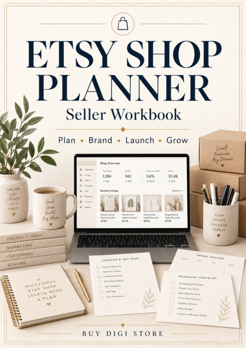 Etsy Shop Business Planner – 43-Page Seller Workbook