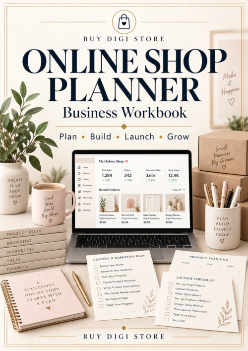 Online Shop Business Planner – 36-Page E-Commerce Workbook