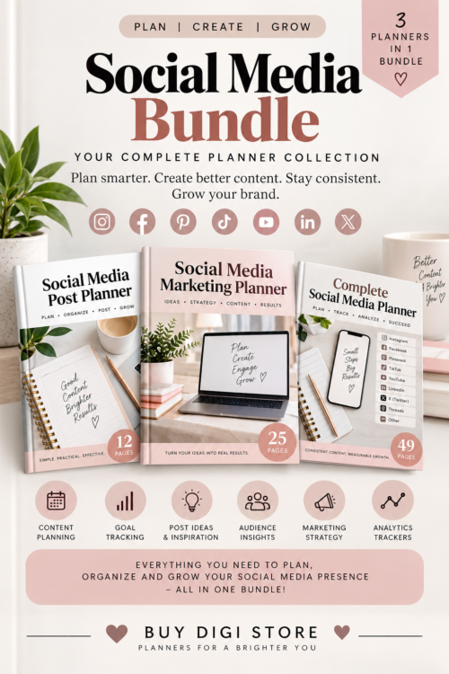 Social Media Planner Bundle – 87-Page Content, Marketing & Growth Planner