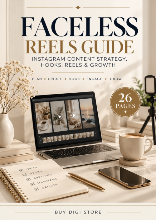 Faceless Reels Guide – 26-Page Instagram Content Strategy, Hooks & Growth Guide