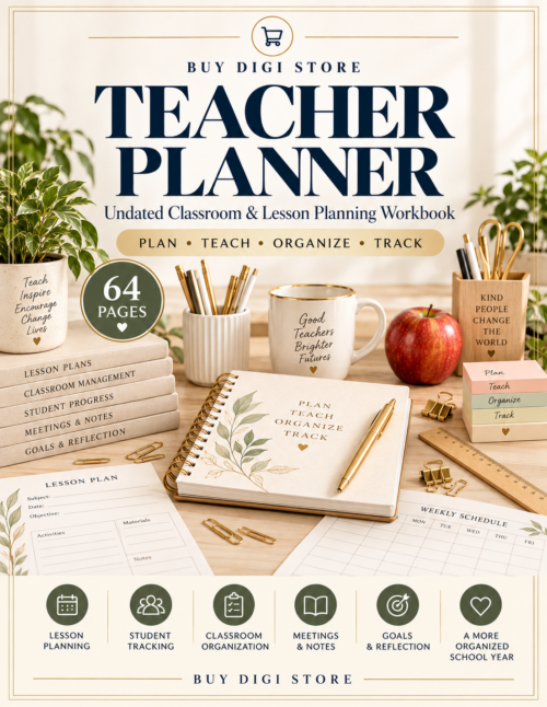 Teacher Planner – 64-Page Classroom, Lesson Planning & Student Tracking Workbook